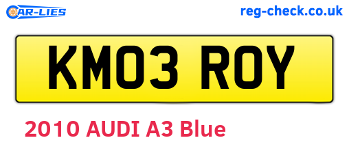 KM03ROY are the vehicle registration plates.