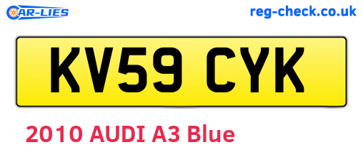 KV59CYK are the vehicle registration plates.