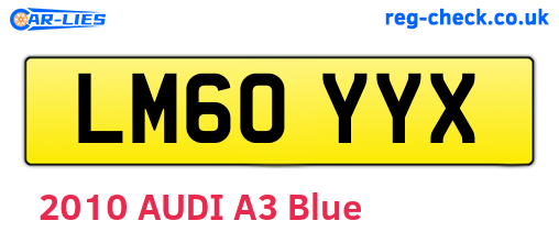 LM60YYX are the vehicle registration plates.