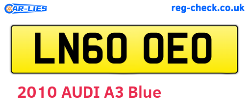 LN60OEO are the vehicle registration plates.