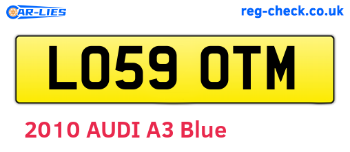 LO59OTM are the vehicle registration plates.