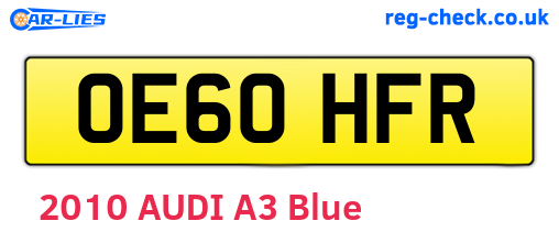 OE60HFR are the vehicle registration plates.