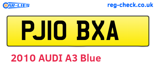 PJ10BXA are the vehicle registration plates.