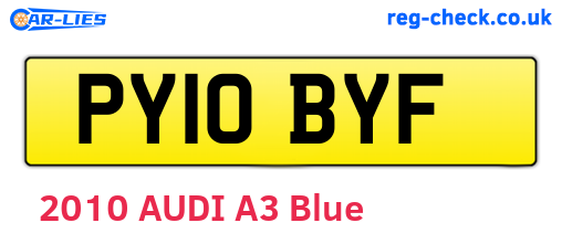 PY10BYF are the vehicle registration plates.