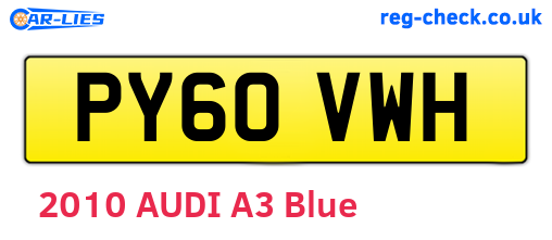 PY60VWH are the vehicle registration plates.
