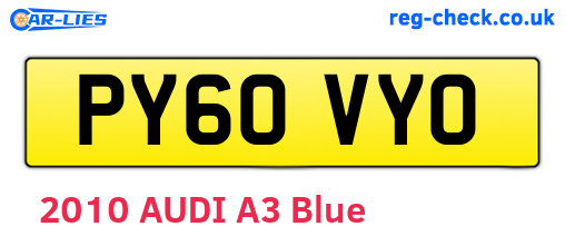 PY60VYO are the vehicle registration plates.
