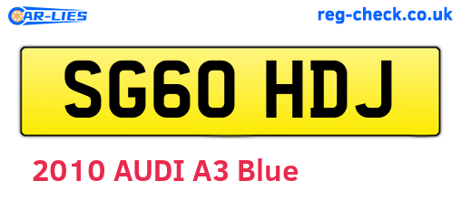 SG60HDJ are the vehicle registration plates.