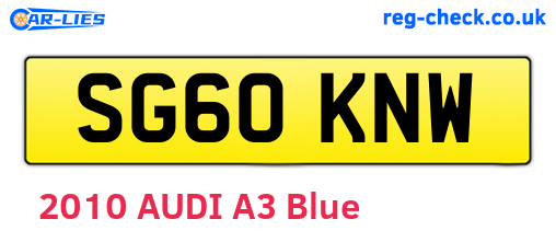 SG60KNW are the vehicle registration plates.