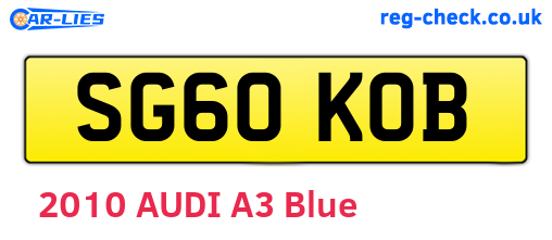 SG60KOB are the vehicle registration plates.