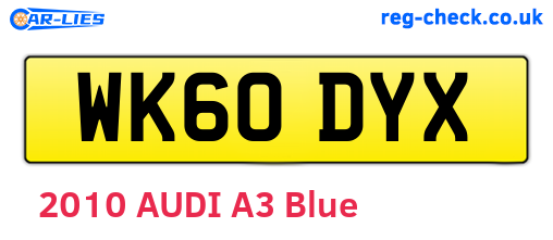 WK60DYX are the vehicle registration plates.
