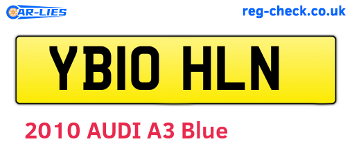 YB10HLN are the vehicle registration plates.