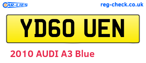 YD60UEN are the vehicle registration plates.