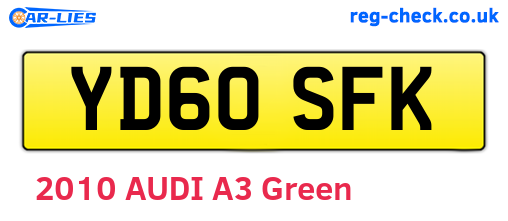 YD60SFK are the vehicle registration plates.