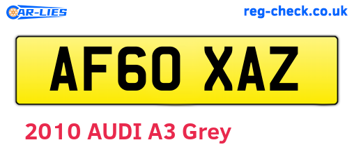 AF60XAZ are the vehicle registration plates.