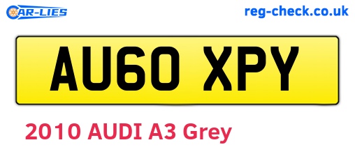 AU60XPY are the vehicle registration plates.