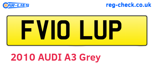 FV10LUP are the vehicle registration plates.