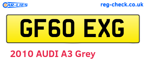 GF60EXG are the vehicle registration plates.