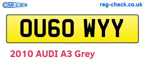 OU60WYY are the vehicle registration plates.
