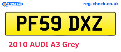 PF59DXZ are the vehicle registration plates.