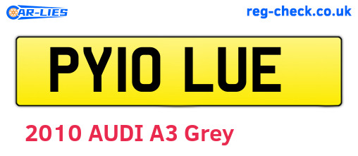PY10LUE are the vehicle registration plates.