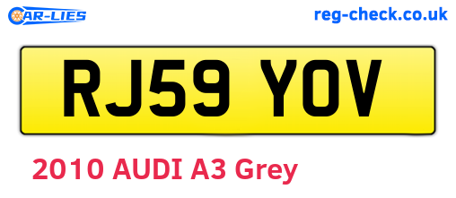 RJ59YOV are the vehicle registration plates.