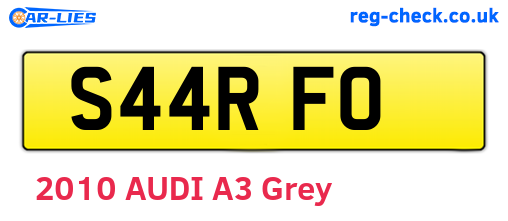 S44RFO are the vehicle registration plates.