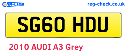 SG60HDU are the vehicle registration plates.