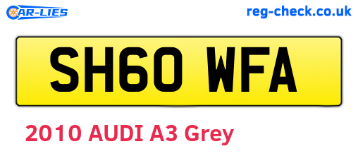 SH60WFA are the vehicle registration plates.