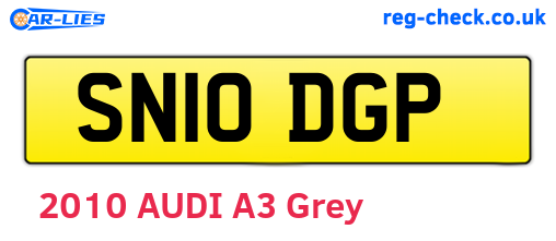 SN10DGP are the vehicle registration plates.