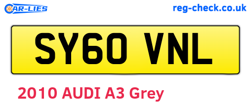 SY60VNL are the vehicle registration plates.