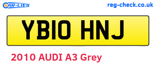 YB10HNJ are the vehicle registration plates.