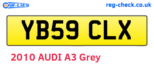 YB59CLX are the vehicle registration plates.