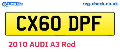 CX60DPF are the vehicle registration plates.
