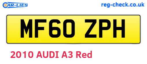 MF60ZPH are the vehicle registration plates.