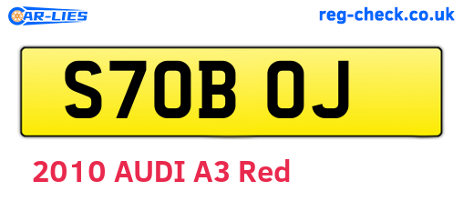 S70BOJ are the vehicle registration plates.