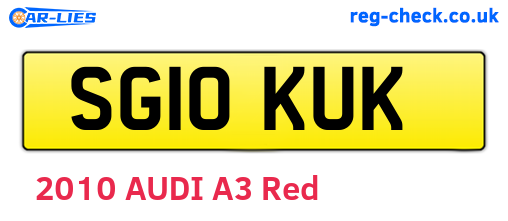 SG10KUK are the vehicle registration plates.