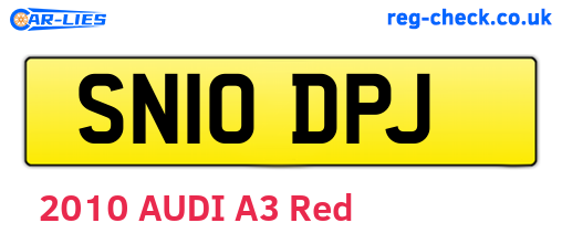SN10DPJ are the vehicle registration plates.