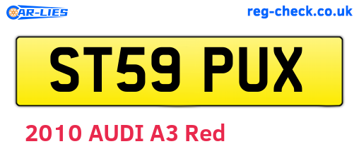 ST59PUX are the vehicle registration plates.