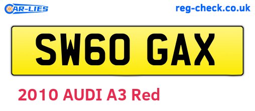 SW60GAX are the vehicle registration plates.