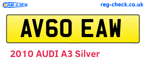 AV60EAW are the vehicle registration plates.
