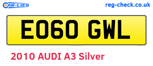 EO60GWL are the vehicle registration plates.