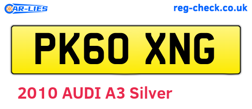 PK60XNG are the vehicle registration plates.