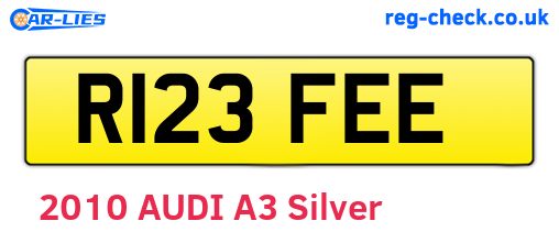 R123FEE are the vehicle registration plates.