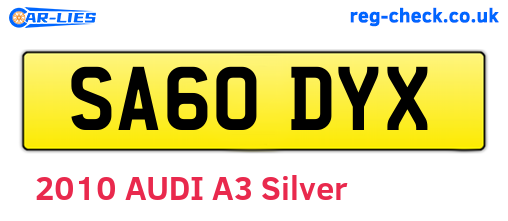 SA60DYX are the vehicle registration plates.