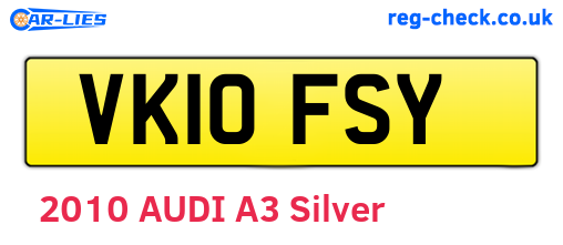 VK10FSY are the vehicle registration plates.