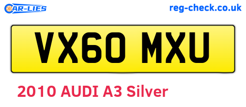 VX60MXU are the vehicle registration plates.