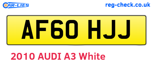 AF60HJJ are the vehicle registration plates.