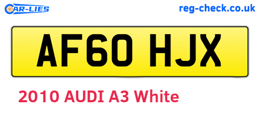 AF60HJX are the vehicle registration plates.