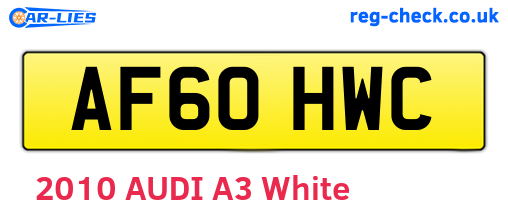 AF60HWC are the vehicle registration plates.