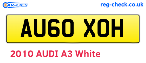 AU60XOH are the vehicle registration plates.